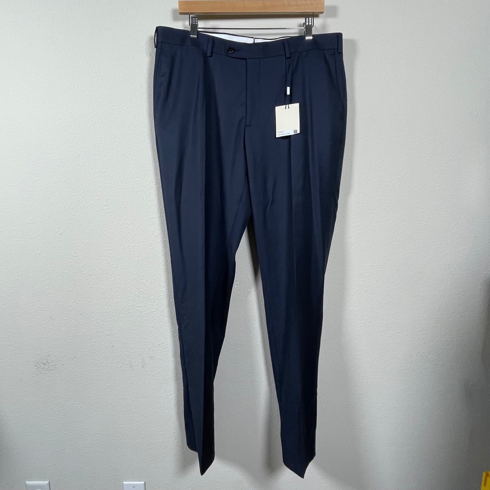 Suitsupply Brescia Trousers Mens 38 Navy Blue Wool Slim Dress Pants Business